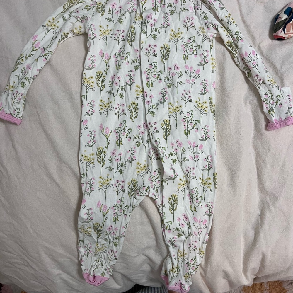 Magnetic Me Pink and Green Floral Kids Footie